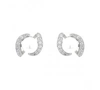 Faith Sterling Silver Sterling Silver Twist CZ Fancy Pearl Stud Earrings 8x10mm