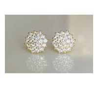 Faith Sterling Silver Sterling Silver Yellow Gold CZ Triple Layer Claw Set Flower Cluster 7 x 7mm Stud Earrings