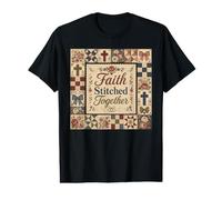 Faith Stitched Together Bible Study Christian Quilt Pattern Value Graphic T-Shirt