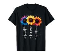 Faith Summer Floral Inspiration Hope Florist Saying Rainbow T-Shirt