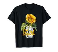 Faith Sunflower Jar Positive Vibes Growth T-Shirt