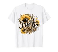 Faith Sunflower Leopard Pattern Christian Inspirational Art T-Shirt
