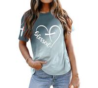Faith T-Shirt Women Christian Blessed Shirts Religious Inspirational Casual Graphic Tees Short Sleeve Tops, Mix1, M