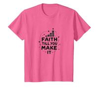 Faith Till You Make It - Inspirational Quote, Jesus T-Shirt, Kids, Pink Heather, 12 Years