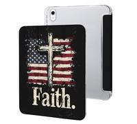 Faith U.S. Flag Tri-fold Tablet Case Compatible with IPAD 2017/2018/Air1/Air2 (9.7in)/Pro (10.5in) /Air3(10.5in)/10代 (10.9in) Soft Protective with Pen Slot