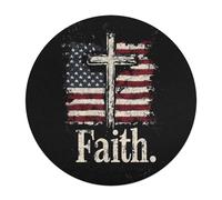 Faith U.S. Flag Wooden Jigsaw Puzzles for Adults Funny Intelligent Games Round Home Decor Artwork