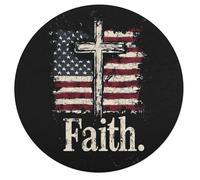 Faith U.S. Flag Wooden Jigsaw Puzzles for Adults Funny Intelligent Games Round Home Decor Artwork