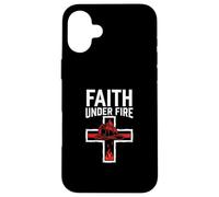 Faith Under Fire Christian Firefighter Cross Helmet Case for iPhone 16 Plus
