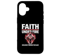 Faith Under Fire Firefighter Cross Flames Resilience Case for iPhone 16