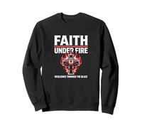 Faith Under Fire Firefighter Cross Flames Resilience Sweatshirt