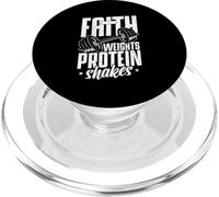 Faith Weights Protein Shakes Christian Gym PopSockets PopGrip for MagSafe