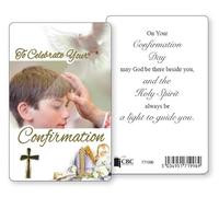 Faith With Finesse Confirmation Prayer Card for Boys, 3.25 x 2 inches, Gold Accents, Religious Keepsake
