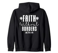 Faith Without Borders Acts 1:8 Floral Typography Quote Zip Hoodie