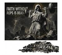 Faith Without Reps is Dead - Christianity Hum Jigsaw Puzzle, 1000 Pieces | Border-first building - a clear build method at home.