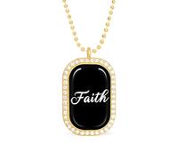 Faith Women's Alloy Long Necklaces Square Pendant Ladies Diamond Necklace Jewelry Gift Golden-style