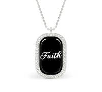 Faith Women's Alloy Long Necklaces Square Pendant Ladies Diamond Necklace Jewelry Gift Silver-style