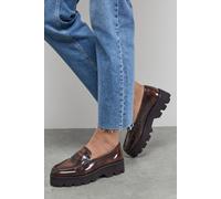 Faith: Beatie Rub Off Leather Penny Chunky Creeper Loafers Faith Dark Tan 5