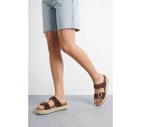Faith Women's : Daphne Faux Suede Double Boucle Footbed Sandals in Chocolate | Size: 4 Faith Chocolate 4