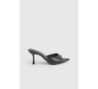 Faith Women's : Ella Faux Leather Stiletto Mules in Black | Size: 6 Faith Black 6