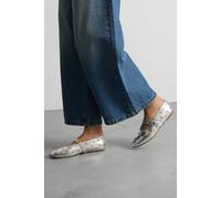 Faith Women's : Freya Faux Leather Eyelet Mary Jane Ballerinas in Silver | Size: 6 Faith Silver 6