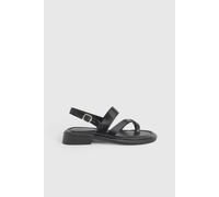 Faith Women's : Isabelle Faux Leather Toe Loop Chunky Flat Sandals in Black | Size: 5 Faith Black 5