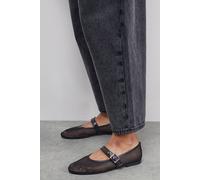 Faith Women's : Luna Mesh Mary Jane Ballerinas in Black | Size: 5 Faith Black 5