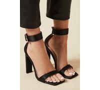 Faith Women's : Mary Buckle Satin High Heeled Sandals in Black | Size: 3 Faith Black 3