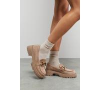 Faith: Milana Faux Suede Metal Snaffle Chunky Loafers Wallis Taupe 5