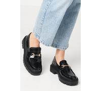 Faith Womens : Nola Chunky Square Toe Penny Loafers - Black - Size UK 8