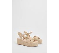 Faith Women's : Olivia Open Toe Platform Espadrille Wedge Sandals in Beige | Size: 7 Faith Beige 7