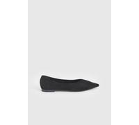 Faith Women's : Tasha Faux Leather Collapsible Black Pointed Flat Ballerinas in Natural Black | Size: 5 Faith Natural Black 5