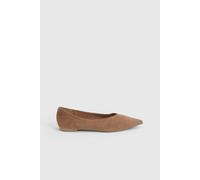 Faith Women's : Tasha Faux Leather Collapsible Black Pointed Flat Ballerinas in Tan | Size: 5 Faith Tan 5