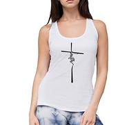 Faith - Womens Vest Tank Top - Christian Cross Jesus S White