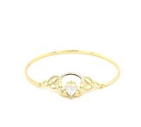 Faith Yellow Gold Sterling Silver CZ Claddagh Bangle 3.5 x 1.4cm, 6 x 5.2cm