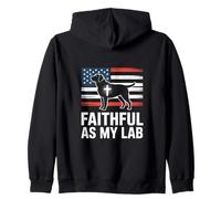 Faithful As My Lab American Flag Christian Zip Hoodie