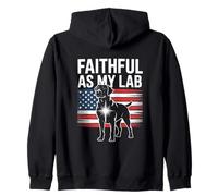 Faithful As My Lab American Flag Labrador Pride Zip Hoodie