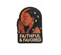 Faithful & Favored Patch - Christian Affirmation Embroidered Iron-On/Sew-On Patch for Jackets, Bags & DIY Apparel | Faith-Based Encouragement Patch, 4 Inch