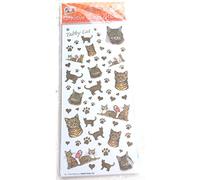 FAITHFUL FRIENDS Cat Craft Stickers - Tabby Cat - Brown, Crystal Embellished, Polyethylene Terephthalate, Realistic/Naturalistic with Elegant Accents, Sticker Sheet