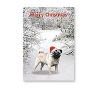 Faithful Friends PUG CHRISTMAS CARD PACK OF FIVE also sold in singles