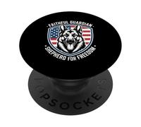 Faithful Guardian Shepherd For Freedom American Flag PopSockets Adhesive PopGrip