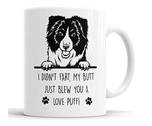 Faithful Prints Border Collie Mug I Didn't My Butt Just Blew You A Love Puff Pet Present Border Collie Dog Mum Dad Friend Joke Funny Gift Cup Birthday Christmas, Ceramic Mug