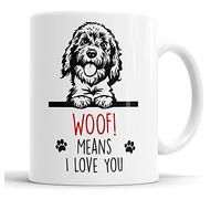 Faithful Prints Cockapoo Woof Means I Love You Mum Dad Mug Dog Dad Cockapoo Dad Cup Friend Funny Gift for Birthday Christmas, Cockapoo Mum Mug