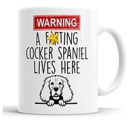 Faithful Prints Cocker Spaniel Warning A Lives Here Mum Dad Mug Dog Dad Cocker Spaniel Dad Cup Friend Funny Gift for Birthday Christmas, Cocker Spaniel Mum Mug