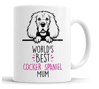 Faithful Prints Cocker Spaniel World's Best Mum Mug - Dog Mum Cup in Funny Gift Design for Birthday & Christmas
