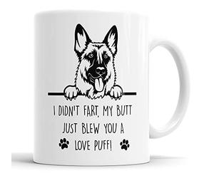Faithful Prints German Shepherd Mug I Didn't My Butt Just Blew You A Love Puff Pet Present Alsatian Dog Mum Dad Friend Joke Funny Gift Cup Birthday Christmas, Ceramic Mug