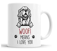 Faithful Prints Golden Retriever Mug | Woof Means I Love You Gift | Dog Mug for Birthday Christmas | Friend, Mum, Auntie, Sister, Dad, Uncle, Brother Ceramic Cup