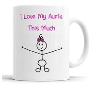 Faithful Prints I Love My Auntie This Much (Girls) Ceramic Mug - Funny Gift from Neice for Aunt, Birthday or Christmas Present, Cute Family Keepsake for Aunty