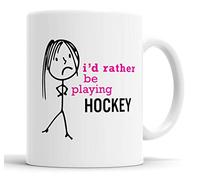 Faithful Prints Ladies I'd Rather Be Playing Hockey Mug Novelty Hobby Mum Sister Auntie Grandma Nan Friend Funny Humour Gift Cup Birthday Christmas, Ceramic Mugs