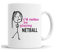 Faithful Prints Ladies I'd Rather Be Playing Netball Mug Novelty Hobby Mum Sister Auntie Grandma Nan Friend Funny Humour Gift Cup Birthday Christmas, Ceramic Mugs