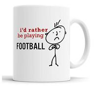 Faithful Prints Mens I'd Rather Be Playing Football Mug Novelty Hobby Dad Brother Uncle Grandad Friend Funny Humour Gift Cup Birthday Christmas, Ceramic Mugs